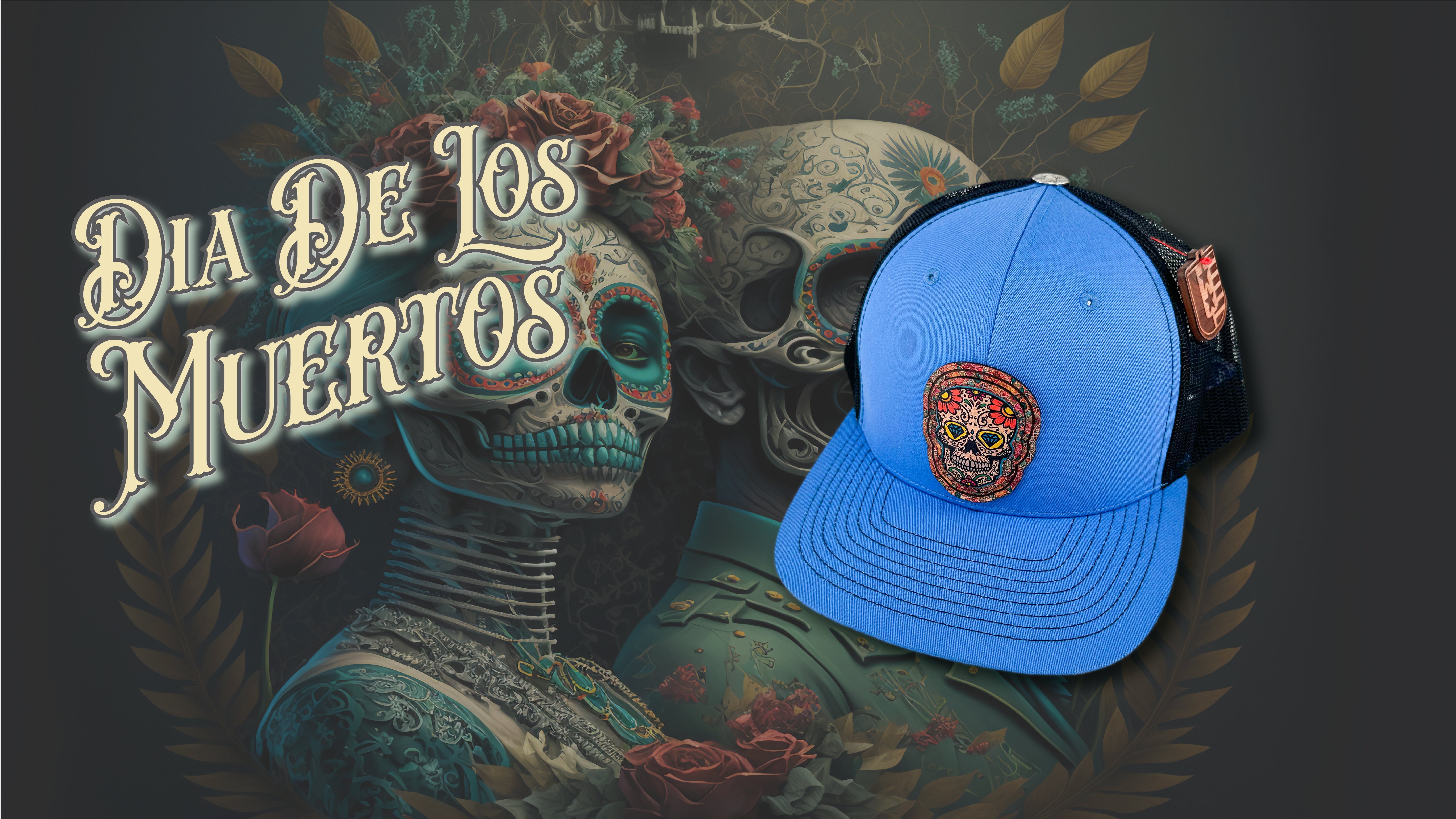 Seven Four Union Dia De Los Muertos Full Grain Leather Trucker Style Hats