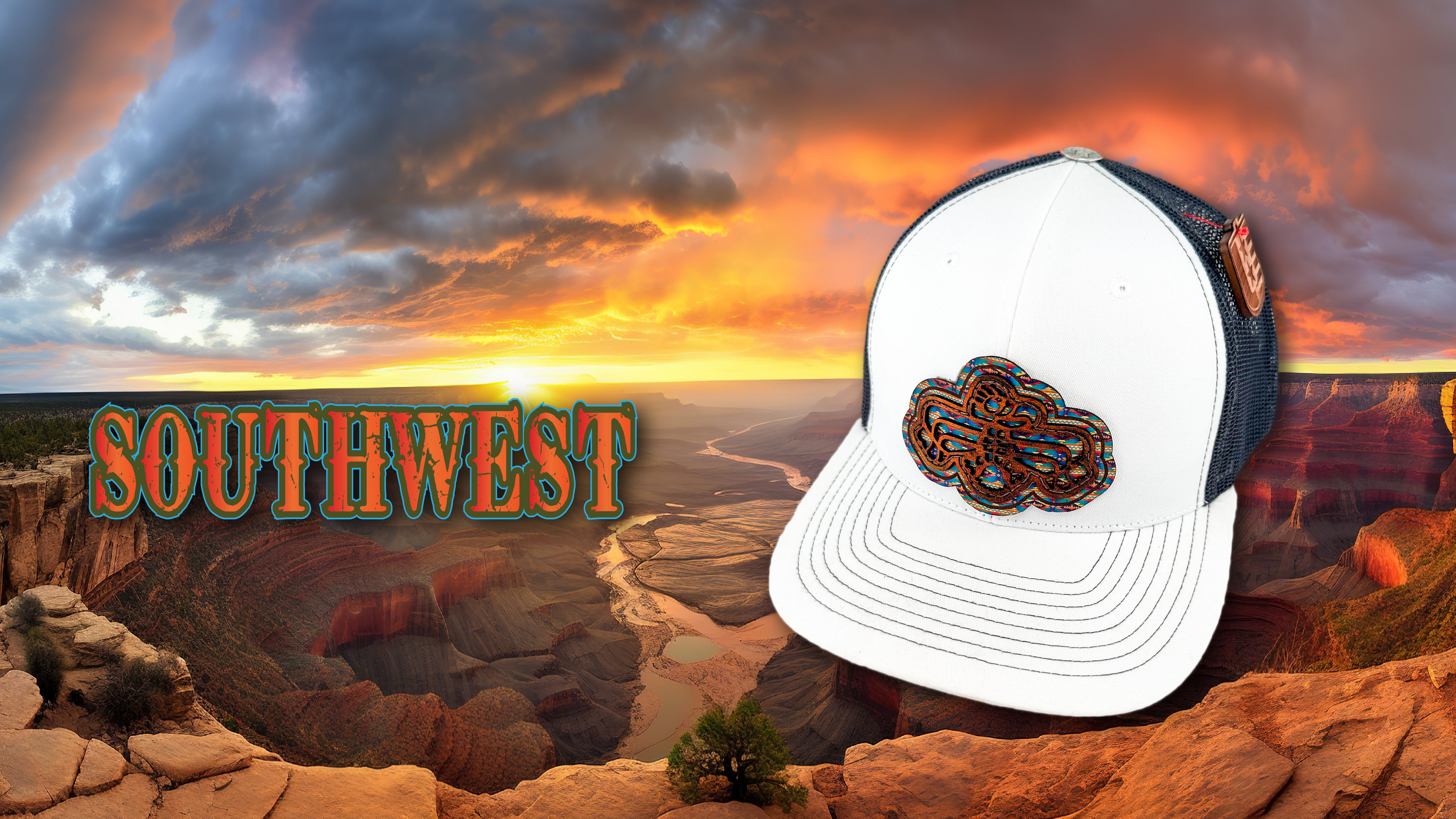 Seven Four Union Southwest Full Grain Leather Trucker Style Hats