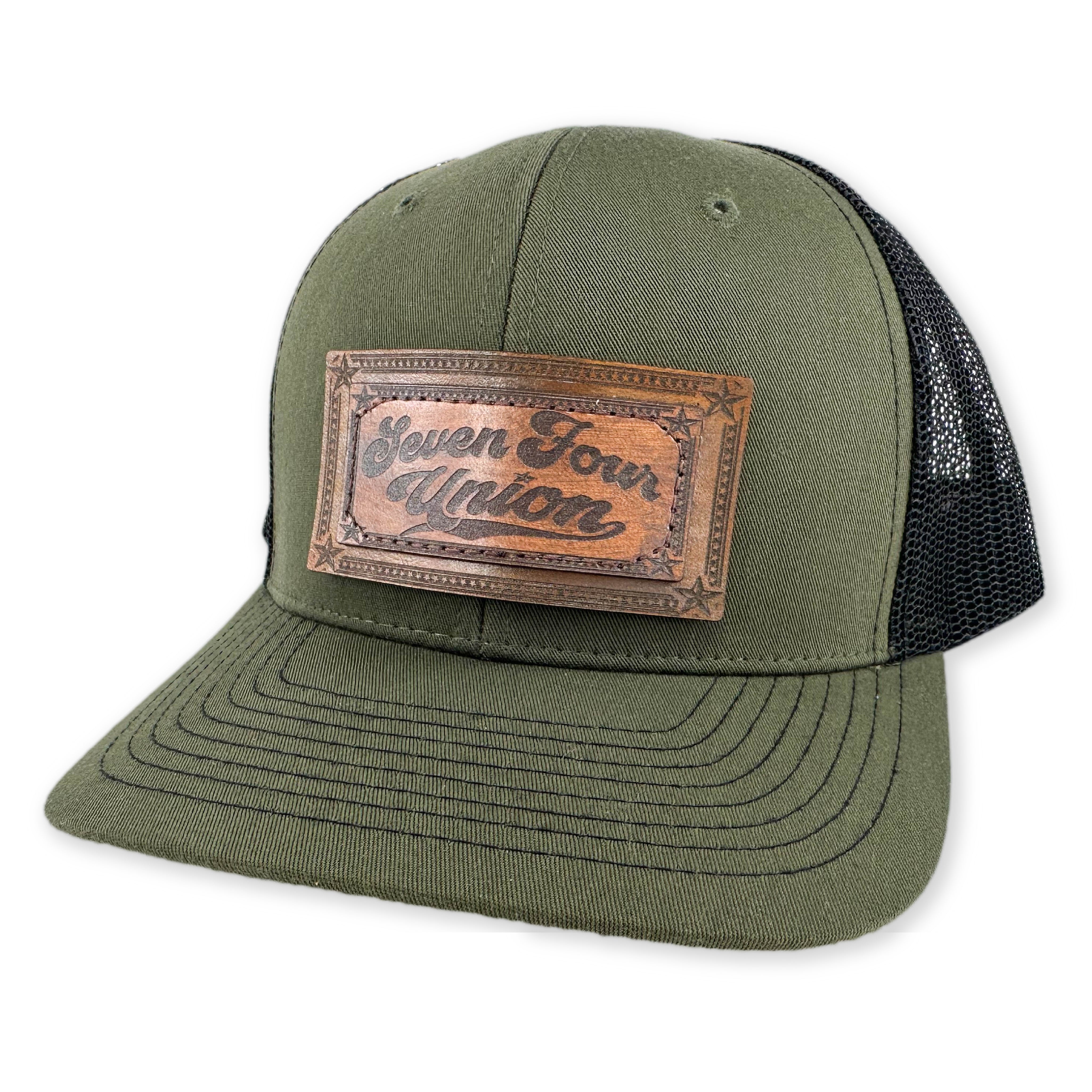 SEVEN FOUR UNION LEATHER SCRIPT ICON - TRUCKER HAT