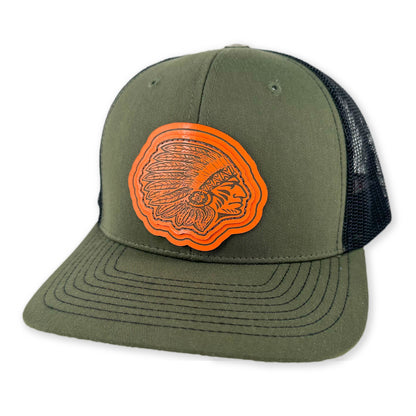 SEVEN FOUR UNION LEATHER DAKOTAH-HUNTER ORANGE - TRUCKER HAT