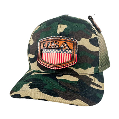 SEVEN FOUR UNION LEATHER USA SHIELD - TRUCKER HAT