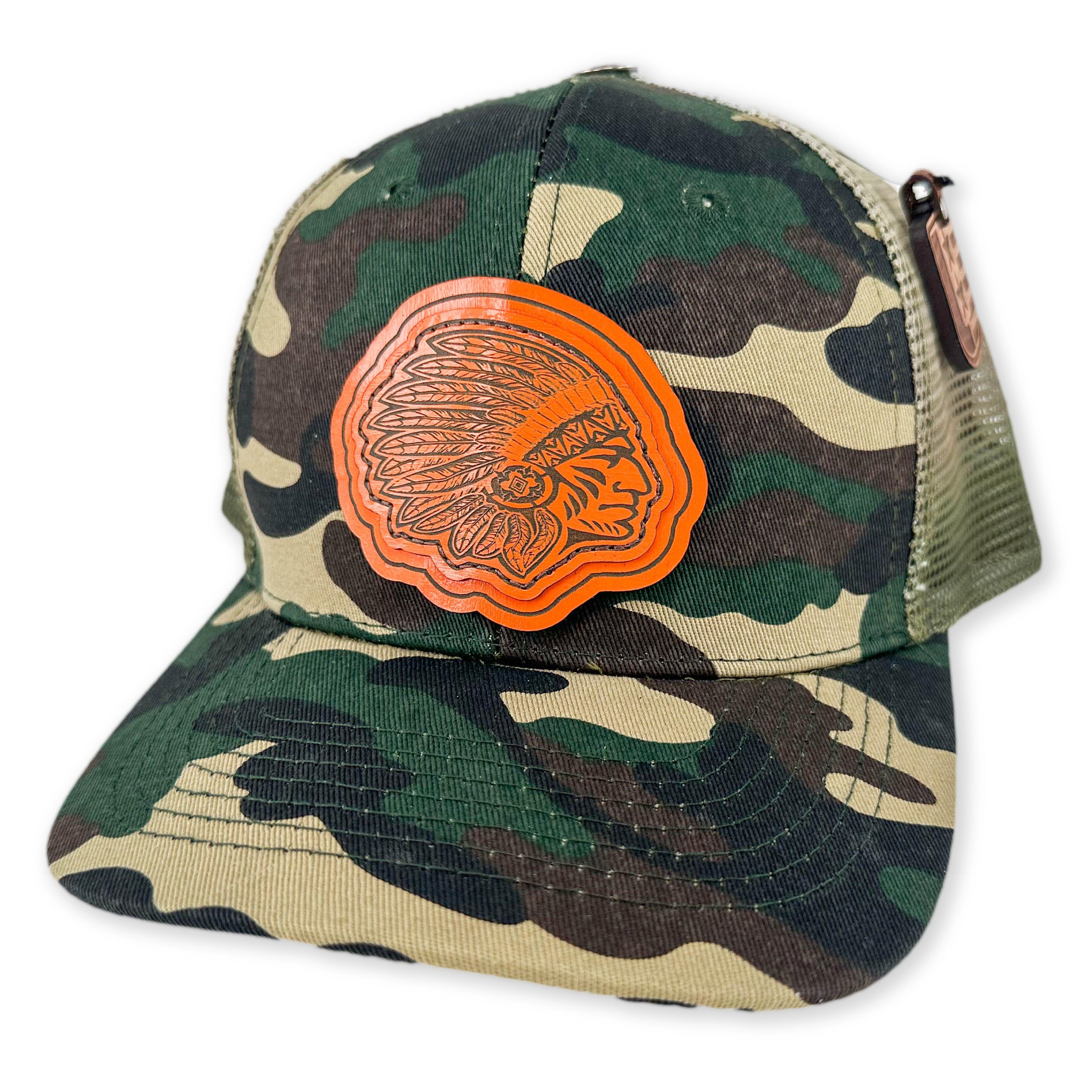 SEVEN FOUR UNION LEATHER DAKOTAH-HUNTER ORANGE - TRUCKER HAT