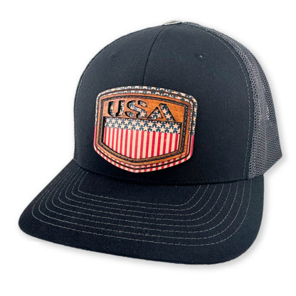 SEVEN FOUR UNION LEATHER USA SHIELD - TRUCKER HAT