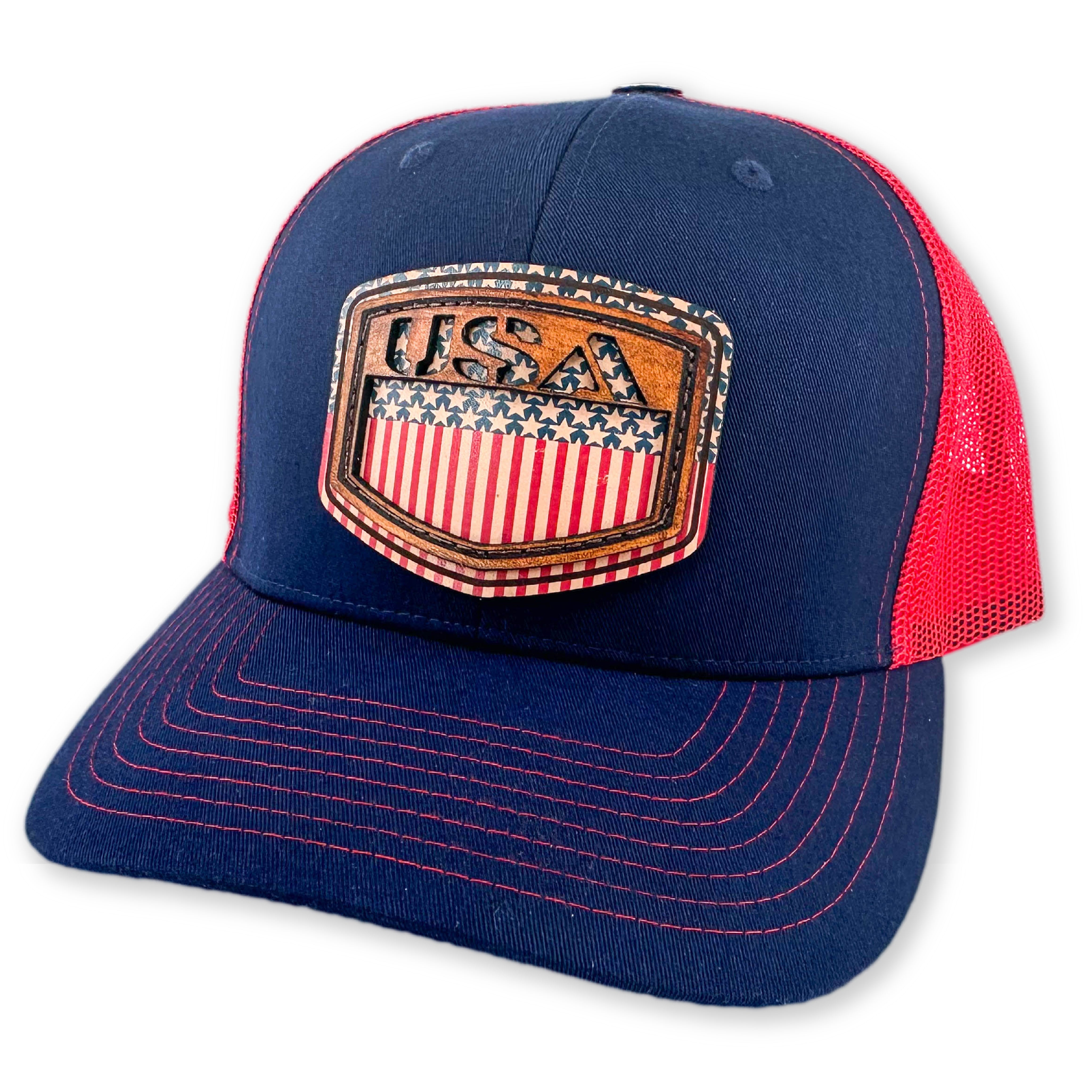 SEVEN FOUR UNION LEATHER USA SHIELD - TRUCKER HAT