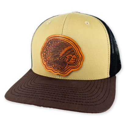 SEVEN FOUR UNION LEATHER DAKOTAH-VINTAGE SADDLE BROWN - TRUCKER HAT