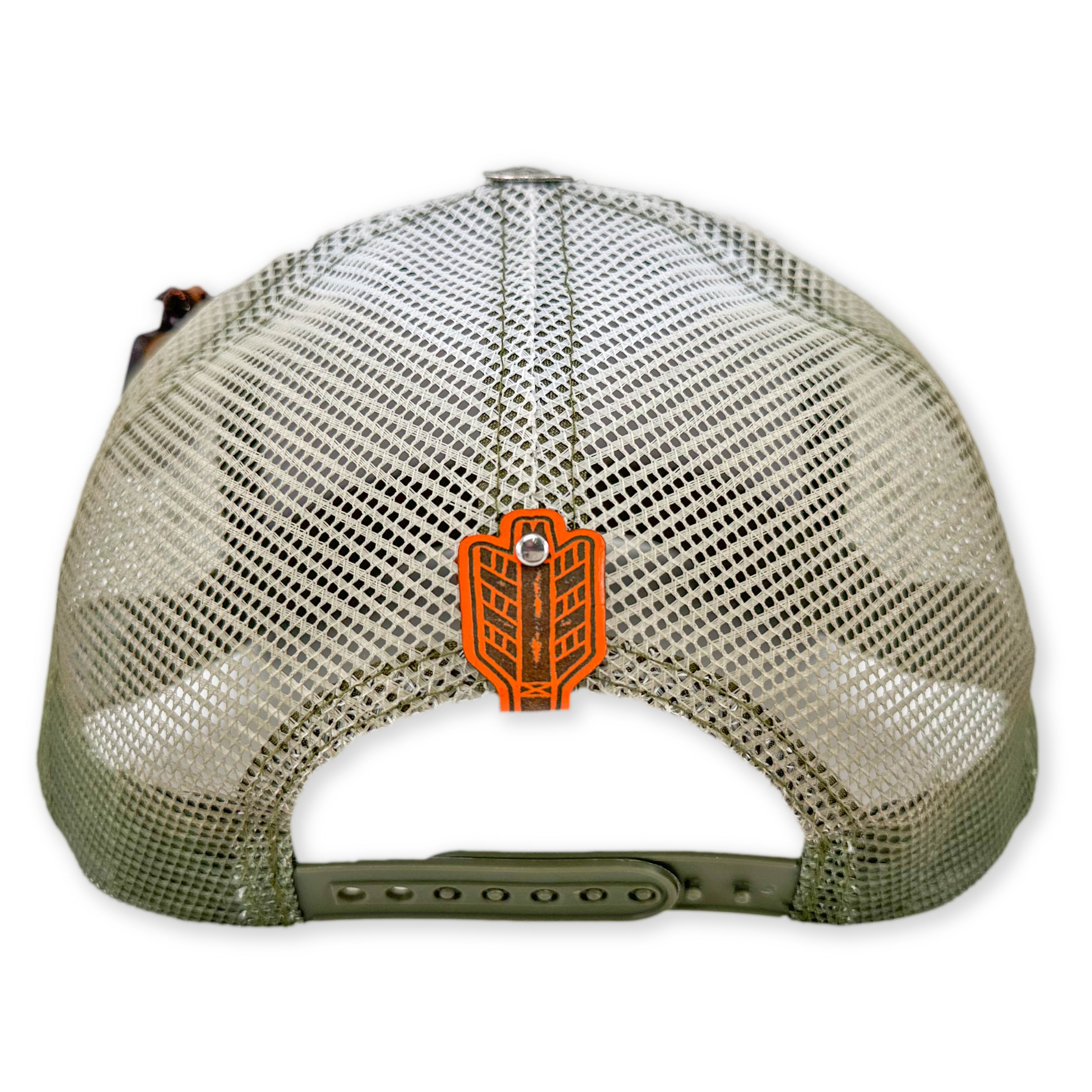 SEVEN FOUR UNION LEATHER DAKOTAH-HUNTER ORANGE - TRUCKER HAT