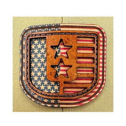 SEVEN FOUR UNION LEATHER STAR U AMERICAN FLAG - TRUCKER HAT