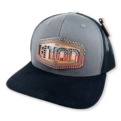 SEVEN FOUR UNION LEATHER AMERICAN FLAG - TRUCKER HAT