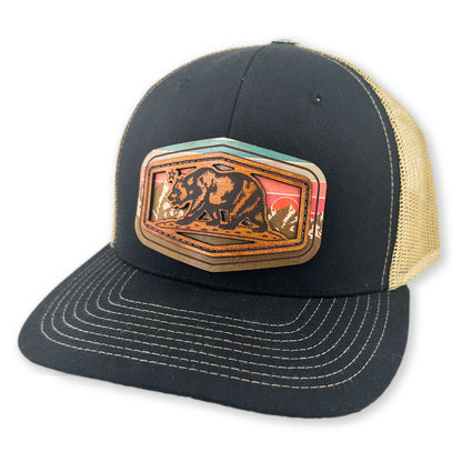 SEVEN FOUR UNION LEATHER CALI BEAR SADDLE BROWN - TRUCKER HAT